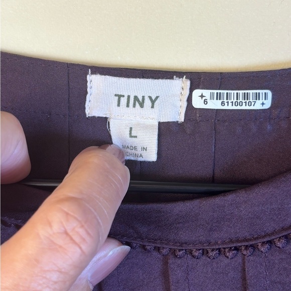 Anthropologie Tiny Purple Lace Mixed Media Long Sleeve Blouse Top Size Large - Picture 5 of 7